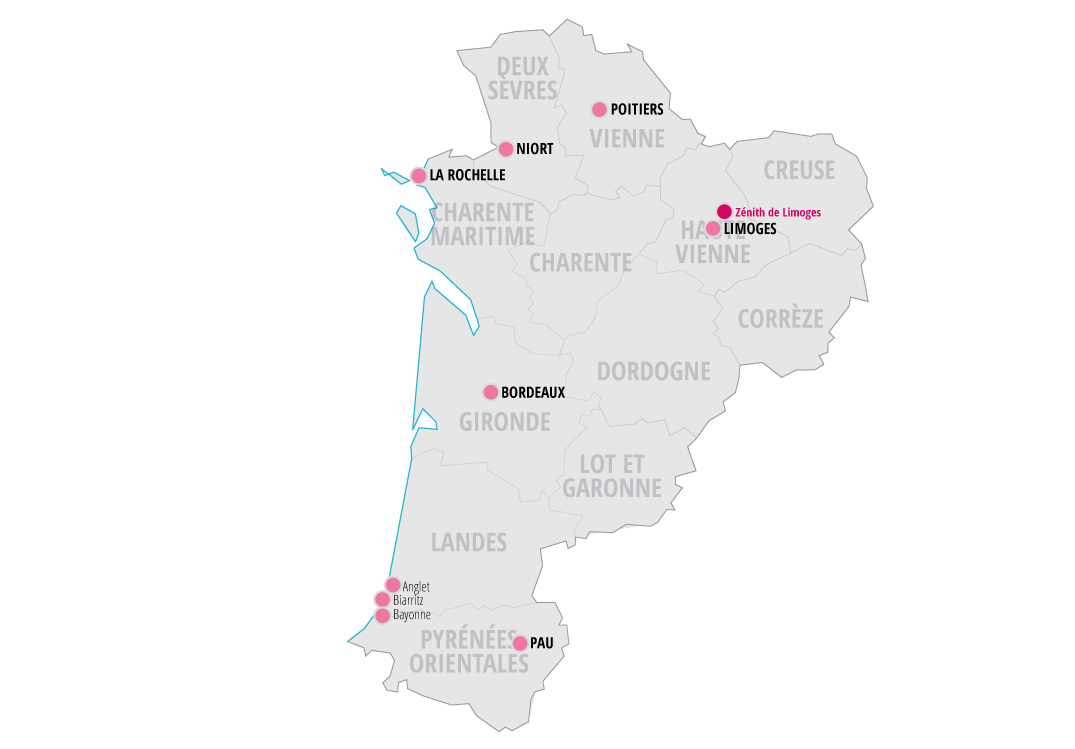 affichage publicitaire nouvelle Aquitaine carte